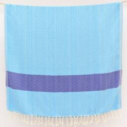 Blue Towel, Turkish Towel, Turkey Towel, Organic Cotton Towel, 40x70 Peshtemal Herringbone Gift Towel Iso-Dml - thumbnail 4