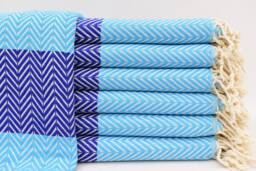 Blue Towel, Turkish Towel, Turkey Towel, Organic Cotton Towel, 40x70 Peshtemal Herringbone Gift Towel Iso-Dml - thumbnail 1