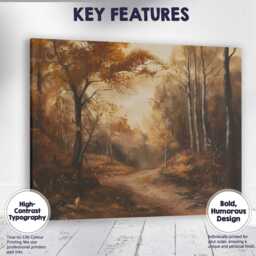 Golden Autumn Woodland Path Atmospheric Forest Landscape Canvas Wall Art Print Decor Picture Ready To Hang - thumbnail 1