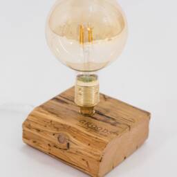 Reclaimed Wood Edison Table Lamp, Handmade Antique Wood Decor - thumbnail 2