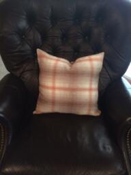 Pillow Cover. Plaid Pillow Orange & Tan Cover . Linen Fabric Throw Pillow, Accent Sofa Pillow. Sham - thumbnail 1