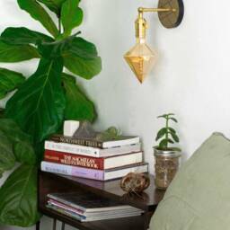 Geometric Design Black & Gold Printed Wood Wall Sconce - Brass Or Custom Finish Industrial Modern Lighting Restaurant - thumbnail 2