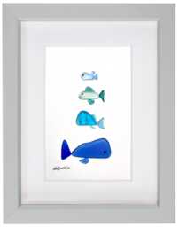 Sea Glass Picture - Framed Handmade Art Shoal Of Fish Wall Decor - thumbnail 1