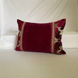 "Sanderson Plum Floral Pillow Cover Woven Silk & Cotton, 20""x 14" - thumbnail 2