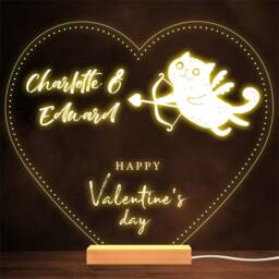 Funny Cupid Cat Happy Valentine's Day Personalised Gift Warm Lamp Night Light - thumbnail 1