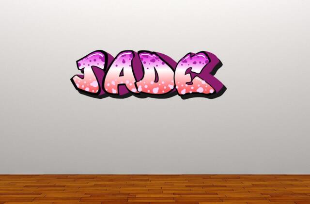 Personalised Graffiti Name Decal Pink Purple Full Colour Kids Wall Sticker Teenager Bedroom - image 1