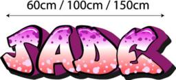 Personalised Graffiti Name Decal Pink Purple Full Colour Kids Wall Sticker Teenager Bedroom - thumbnail 2