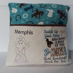 Personalized Cowboy Reading Book Pillow For Boy, Birthday Gift Boys, Kids Room Decor, Pocket - thumbnail 3