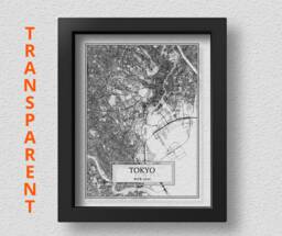 Transparent Tokyo City Map Detailed Wall Art Print Poster Gift Decor Japan - thumbnail 1