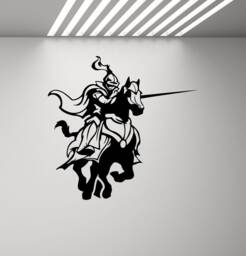 Knight On Horse Wall Decal Warrior Rider Gifts Kids Room Poster Vinyl Sticker Teen Playroom Decor Children Art Print X725 - thumbnail 1