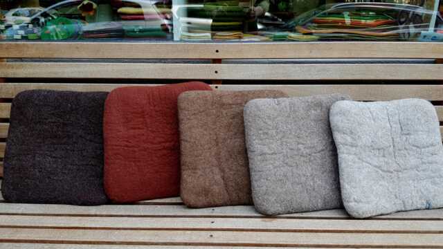 Handfelted Seat Cushion, Uni Coloured, Brown - image 1