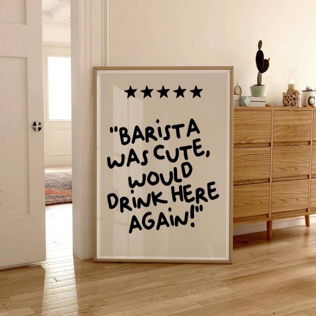 Barista Was Cute Print, 5 Star Review Aesthetic Room Decor Minimalist Kitchen Poster, Wall Art, Dining Art 2728 - image 1