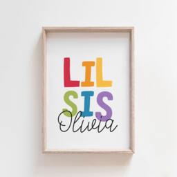 Set Of 3 Sister Prints, Rainbow Print, Wall Art, Bedroom Playroom Siblings Girls Decor, Big Sis Lil - thumbnail 2