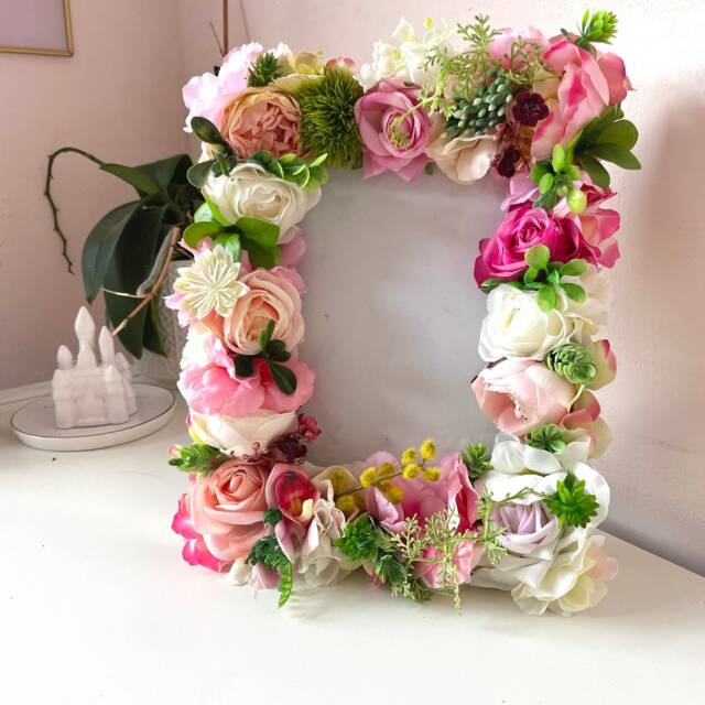 Custom Floral Picture Frame Silk Flower Photo Display - image 1