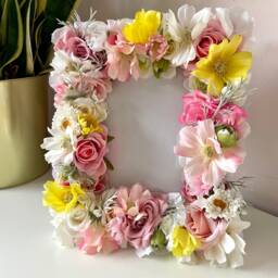 Custom Floral Picture Frame Silk Flower Photo Display - thumbnail 3
