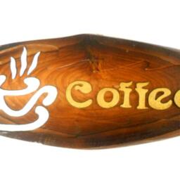 "Natural Teak Wood Carving Coffee Sign Wall Hnging Decor Plaque Hand Carved Handmade Custom Signs Perfect For Coffee Shop/Gift 16.5""x6.5" - thumbnail 2