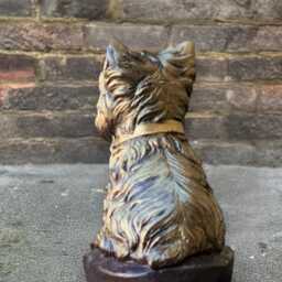 Concrete Yorkshire Terrier Statue Stone Bronze Dog Sculpture Small Pet Memorial Ornament Cement Garden Decor Handmade Gift - thumbnail 4