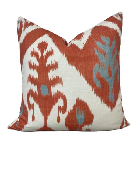 Thibaut Indies Ikat Coral Cushion Cover Pillow Double Sided - image 1