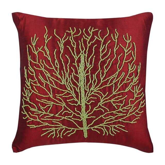 "Art Silk Deep Red Cushion Case 16""x16" - image 1