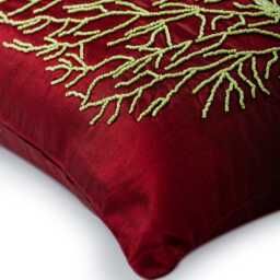"Art Silk Deep Red Cushion Case 16""x16" - thumbnail 2