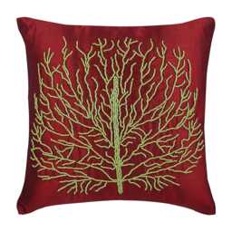 "Art Silk Deep Red Cushion Case 16""x16"