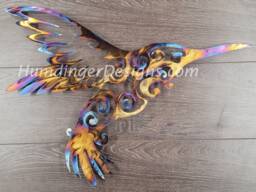 Large Hummingbird Metal Wall Art Hand Polished Stainless Steel Decor
