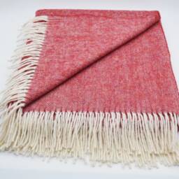 Pure New Wool Berry Red Winter Warm Blanket/Wrap/Throw/Made in Yorkshire/Uk - thumbnail 3