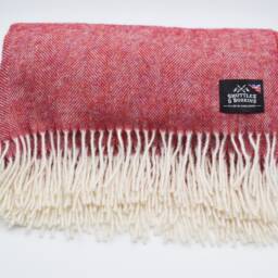 Pure New Wool Berry Red Winter Warm Blanket/Wrap/Throw/Made in Yorkshire/Uk - thumbnail 2