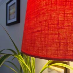 New Mini Burnt Orange Cone Lampshade in Linen, Conical Fat Lamp Shade - thumbnail 3