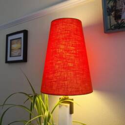 New Mini Burnt Orange Cone Lampshade in Linen, Conical Fat Lamp Shade - thumbnail 1