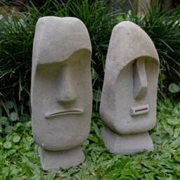 Tiki Statue, Moai Easter Island, Totem Face Pole, Stone Carving, Head Stone, Garden Decor, Home Antique Decor - thumbnail 3