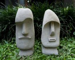 Tiki Statue, Moai Easter Island, Totem Face Pole, Stone Carving, Head Stone, Garden Decor, Home Antique Decor - thumbnail 1