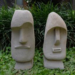 Tiki Statue, Moai Easter Island, Totem Face Pole, Stone Carving, Head Stone, Garden Decor, Home Antique Decor - thumbnail 2