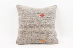 Handmade Turkish Kilim Pillow Embroidered Wool Cushion Cover - 18''x18''