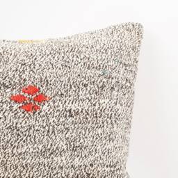 Handmade Turkish Kilim Pillow Embroidered Wool Cushion Cover - 18''x18'' - thumbnail 2