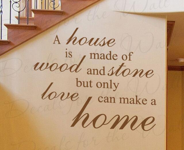 A House Made Wood & Stone Home Family Love Wall Decal Adhesive Vinyl Quote Saying Lettering Decoration Sticker Decor Art F42 - image 1