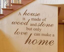 A House Made Wood & Stone Home Family Love Wall Decal Adhesive Vinyl Quote Saying Lettering Decoration Sticker Decor Art F42 - thumbnail 1