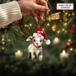 Custom Name Cute Goat Xmas Personalized Ornament, Christmas Tree Hanging Decor, Flat 2D Lover Gift - thumbnail 2