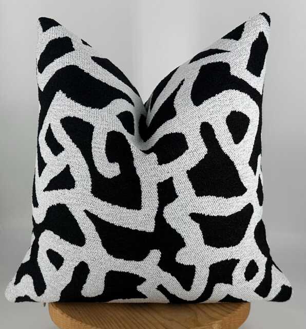 Handmade Black White Abstract Pillows, Minimalist Decorative Cushion, Textured Geometric Throw Pillow - image 1