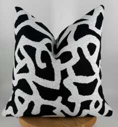 Handmade Black White Abstract Pillows, Minimalist Decorative Cushion, Textured Geometric Throw Pillow - thumbnail 1