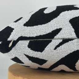 Handmade Black White Abstract Pillows, Minimalist Decorative Cushion, Textured Geometric Throw Pillow - thumbnail 3