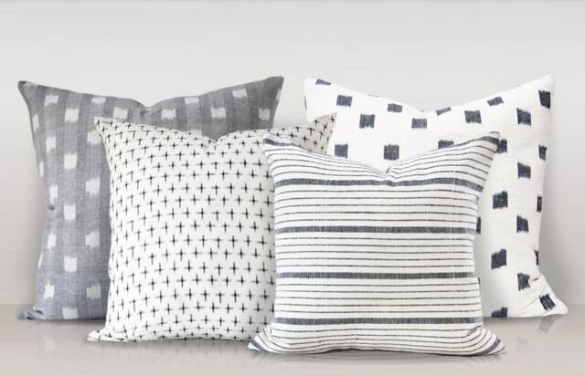 "Designer Pillows, Kufri Pillow Curated Collection, Neutral Throw Cover Set Of Four, Farmhouse Cushion Covers, Modern 20""x20" - image 1