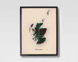 Clan Ontario Scottish Tartan Map - Of Scotland Family Wall Decor, Ready To Hang - thumbnail 1