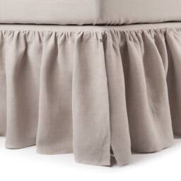 Linen Dust Ruffle, Split Coners Gathered Bedskirt, Custom Bed Skirt Queen, King, Full, Twin - thumbnail 1