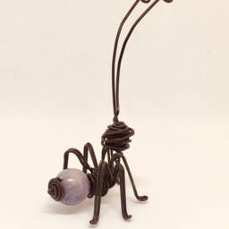 Two Ants With Wood. Iron & Wood Wire Art. Wooden Balls in Ant Sculpture. Minimalist Ant. Insects - thumbnail 2
