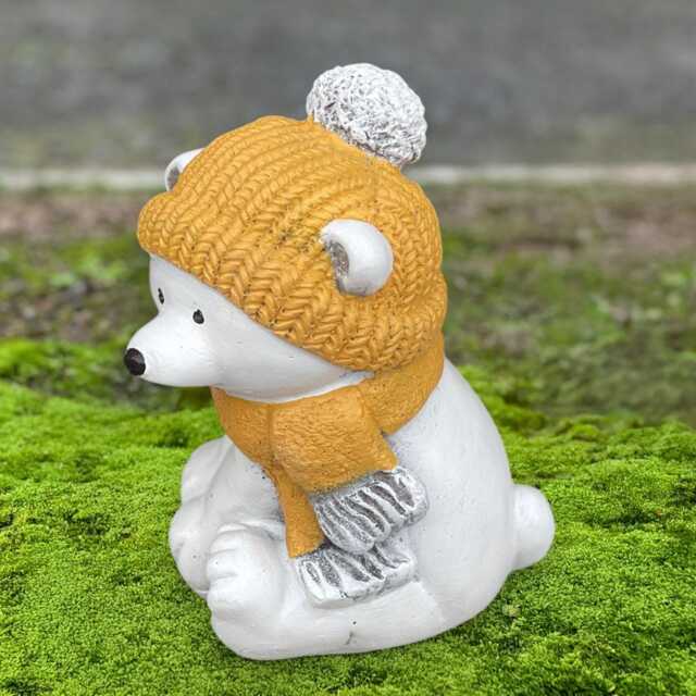 White Bear Statue Cocrete Polar Sculpture Handmade Arctic Animal Ornament Stone Figurine Winter Garden Decor Outdoor Yard Art - image 1