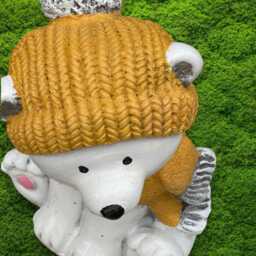 White Bear Statue Cocrete Polar Sculpture Handmade Arctic Animal Ornament Stone Figurine Winter Garden Decor Outdoor Yard Art - thumbnail 3
