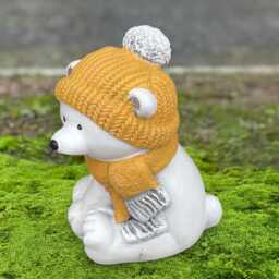 White Bear Statue Cocrete Polar Sculpture Handmade Arctic Animal Ornament Stone Figurine Winter Garden Decor Outdoor Yard Art - thumbnail 1