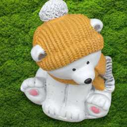 White Bear Statue Cocrete Polar Sculpture Handmade Arctic Animal Ornament Stone Figurine Winter Garden Decor Outdoor Yard Art - thumbnail 2