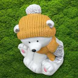 White Bear Statue Cocrete Polar Sculpture Handmade Arctic Animal Ornament Stone Figurine Winter Garden Decor Outdoor Yard Art - thumbnail 4